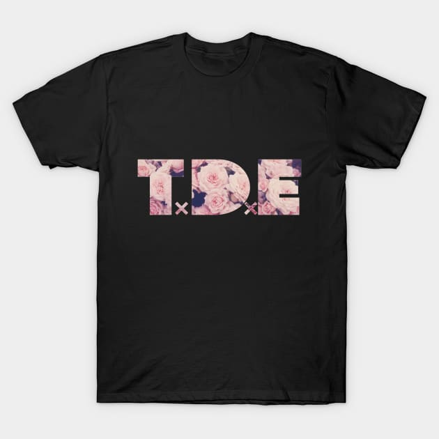 TDE Pink Flowers Logo T-Shirt by mumfro